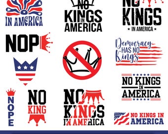 No Kings in America SVG Bundle, Patriotic Democracy PNG (Digital Download)