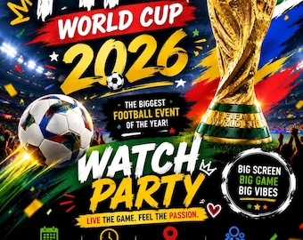 World Football 2026 Watch Party Invitation | Editable Canva Soccer Event Flyer (Digital Download)