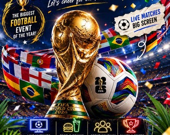 Football World Cup 2026 Watch Party Invitation | Editable Canva Soccer Event Flyer (Digital Download)