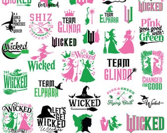Wicked Pink Green SVG Bundle, Witchy Fantasy Cut Files (Digital Download)