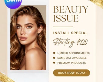 Luxury Beauty Flyer Canva Template | Hair Stylist Marketing Flyer (Digital Download)
