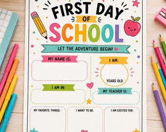 First Day of School Sign Template | Editable Canva Back to School Printable (Digital Download)