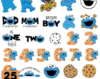 Cookie Monster Birthday SVG Bundle, Elmo PNG, Monster Cricut Files (Digital Download)