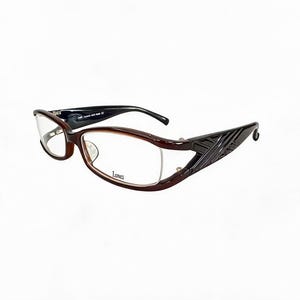 Cyber Y2K Brown Glasses: Futuristic Floating Rim Acetate Eyeglasses Retro Office Siren Geek Chic Specs Textured Wide Arm Rectangle Frames 42
