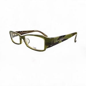 Vintage Olive Green Rectangular Eyeglasses: Y2K Geometric Wide Temples, Office Siren Geek Chic 11