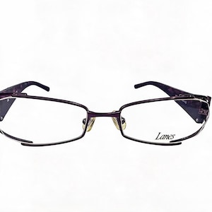 Y2K Purple Cut Out Glasses: Futuristic Double Wire Eyeglasses, Pearlescent Marble Wide Arm Rectangle, Retro Cyberpunk Space Age Frames 48