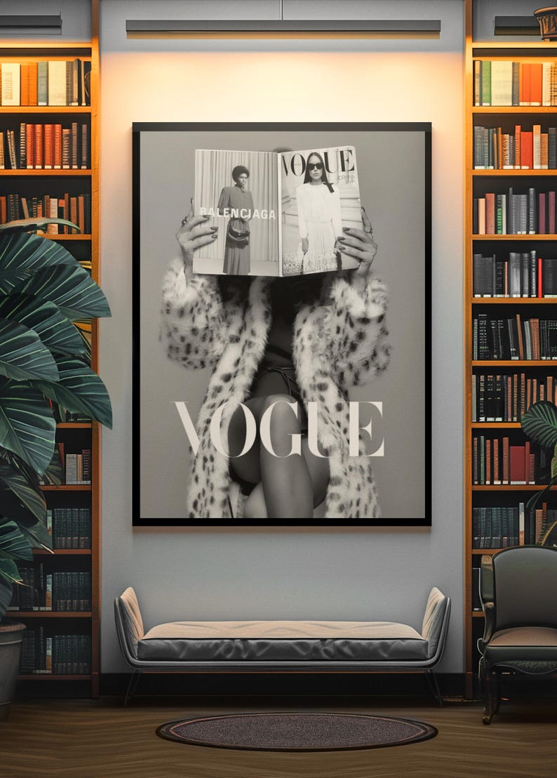 Essential VOGUE Glamour Magazine Wall Mount | Aesthetic Chic Bedroom Decor | Y2K 90s Fashion Era Poster | Stockholm Style Designer Print image 1