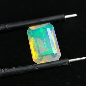 Natural Ethiopian Opal Gemstone, Faceted Rectangular Loose Opal, Colorful Gemstone for Ring, Pendant & Jewelry Making