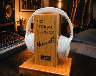 Solid Oak Headphone Stands