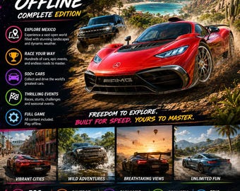 Forza Horizon 5 Gioco offline Download digitale / Gioco di corse offline per PC / Simulatore di guida open world / Avventura di corse automobilistiche