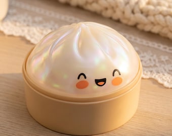 Kawaii Dumpling Squishy Desk Toy | Cute Glitter Steamed Bun Stress Ball | Aesthetic Workspace Companion and Fidget Toy