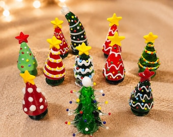 Handcrafted Stained Glass Christmas Tree, Crystal Pine Tree Sculpture, Elegant Xmas Table Decor, Festive Holiday Home Ornament, Unique Gift