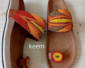 Sandalen met Afrikaanse kurk, leren schoenen, damesslippers, handgemaakte sandalen, ecosysteemvriendelijk