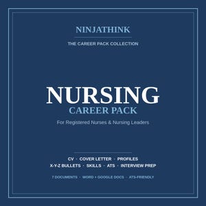 Nursing Career Pack — RN Resume, Cover Letter, Interview Prep & Clinical Toolkit - (ATS Friendly Template)