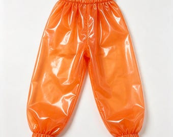 Semi-transparent shiny PVC drawstring lantern pants, waterproof, high-gloss protective trousers