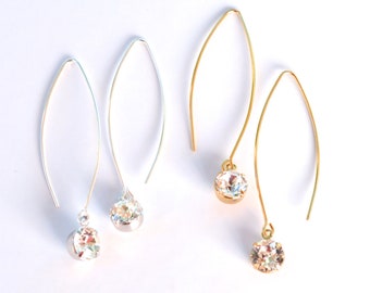 Marquise Long Drop  Swarovski Crystals Earrings. Bridal Swarovski Drop Earrings. Dangle Swarovski Earrings.