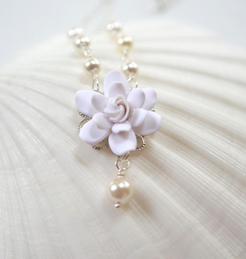 White Gardenia Necklace White Flower Necklace White Floral - Etsy