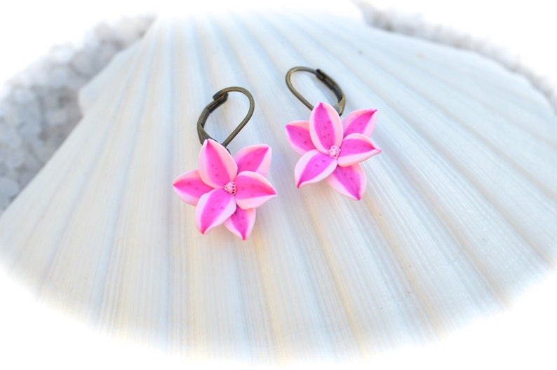 Stargazer Lily Earrings. Pink Lily Earrings. Stargazer Lily Jewelry. image 4