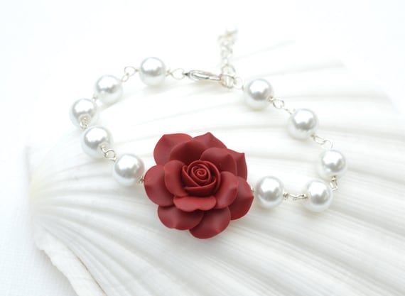 Buy Rose Bracelet Gift for Her Beauty and the Beast Jewelry Personalized Flower  Bracelet Initial Charm for BFF Bridesmaid Gift Mother's Day Gift Online in  India - Etsy