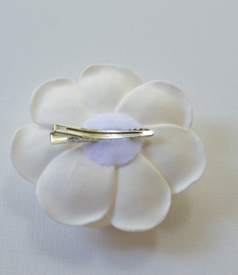 Large White Rose Hair Clip White Bridal Hair Clip White Etsy