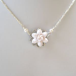 White Gardenia Necklace. Gardenia Necklace Drop Necklace. White Bridal Gardenia Necklace. BRADLEY.