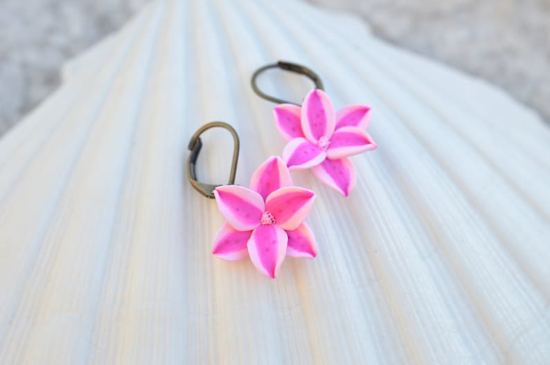 Stargazer Lily Earrings. Pink Lily Earrings. Stargazer Lily Jewelry. image 3