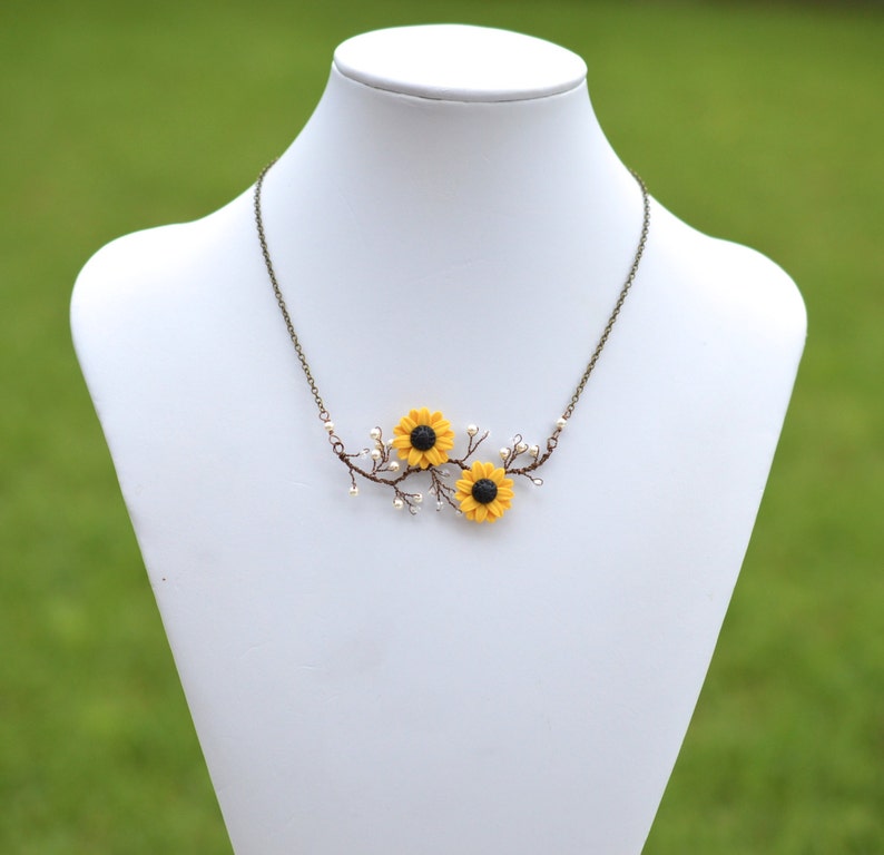 Sunflower necklace etsy Clearance