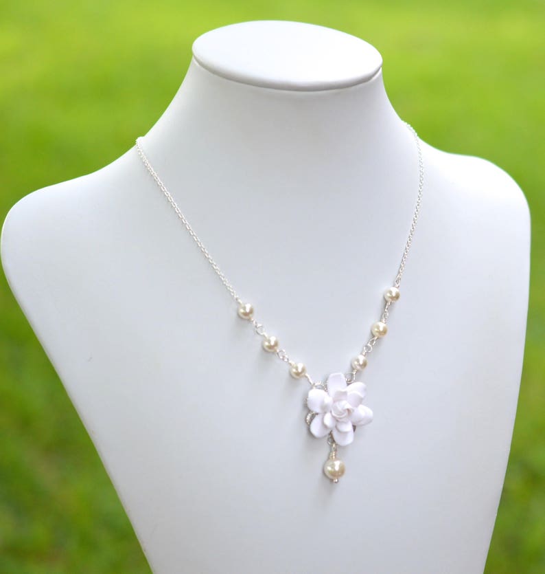 White Gardenia Necklace White Flower Necklace White Floral Etsy