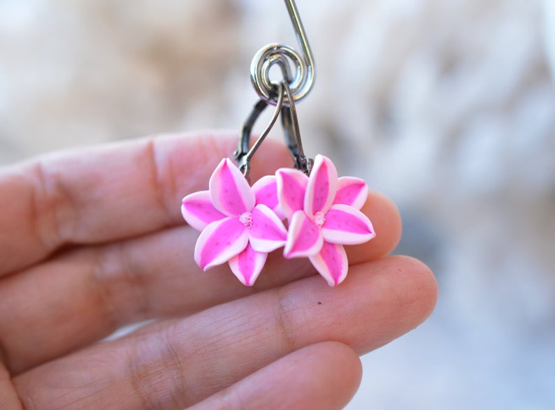 Stargazer Lily Earrings. Pink Lily Earrings. Stargazer Lily Jewelry. image 2