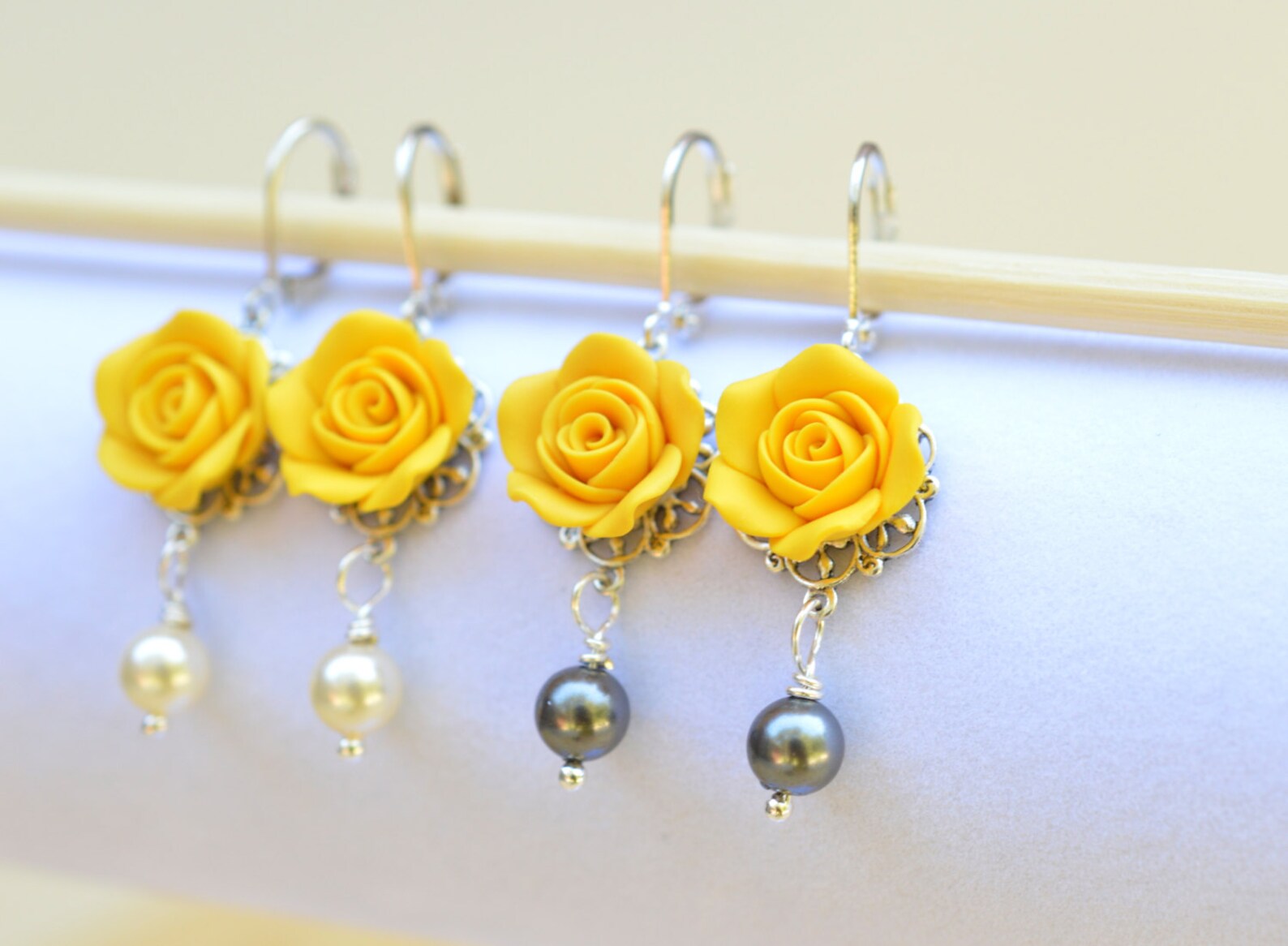 Golden Yellow Rose Earrings, Yellow Flower Earrings, Spring Earrings ...