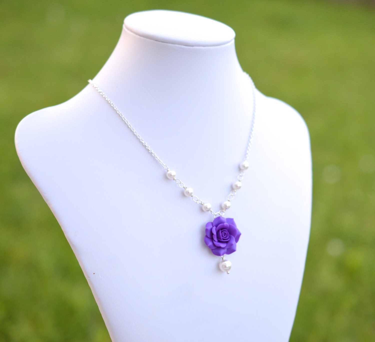 Violet Purple Rose Necklace Violet Rose Centered Necklaces Purple Flower Necklace Purple Bridesmaid Necklace Purple Wedding Jewelry Etsy