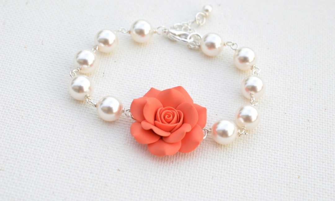 Lily Bracelet - Coral Orange