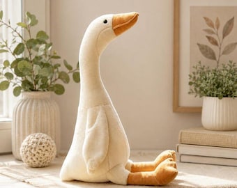 Muñeco de ganso de peluche suave / Regalo personalizado para bebé / Decoración neutra para la habitación