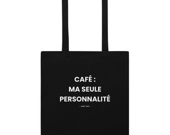 Borsa tote divertente per il caffè "LA MIA UNICA PERSONALITÀ" - Borsa tote in cotone per gli amanti del caffè, borsa tote divertente per gli appassionati di caffeina, idea regalo per i dipendenti dal caffè