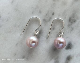 Natural Real Pearl Hoop Earring Rare Lavender Purple Pearl Earring Pink Pearl Earring S925 Silver Freshwater Unique Baroque Pearl