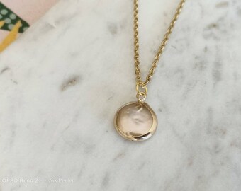 pearl necklace bridesmaid gift Stainless still gold plated necklace with fax pearls and coin charms necklace for women birthday gift