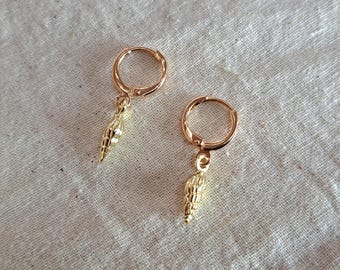 Gold Shell Huggie Earrings, Beach Inspired