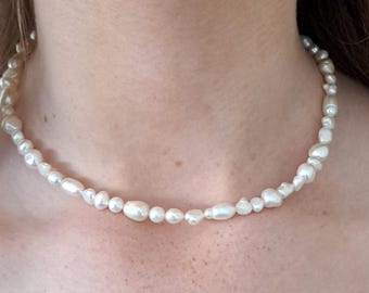 Pearl Necklace: 24K Gold Plated Clasp, Unique Bridal Jewelry