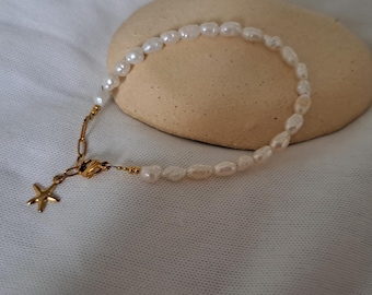 Pearl Bracelet 18K Gold Plate Tarnish Resistant Pearl Bracelet