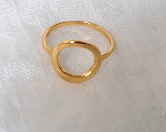 24K Gold Circle Ring Gold Statement Circle Ring