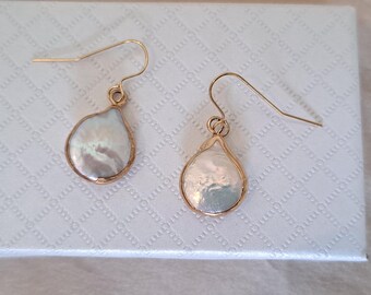 14K Gold Baroque Keshi Pearl Earrings: Elegant Bridal Jewelry