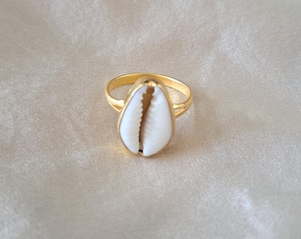 Cowrie Ring Gold Ring Shell Ring Gold Cowrie Shell Ring 24K Gold Plate Cowrie Shell Statement Ring Beach Inspired Ring