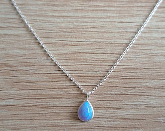 Opal Necklace Opal Pendant Sterling Silver Necklace Blue Necklace Gift For here