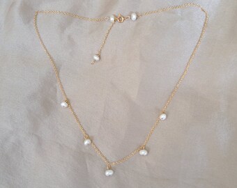 14K Gold Filled Necklace Pearl Necklace 14K Gold Filled Water and Tarnish Resistant Necklace Adjustable Necklace Wedding jewelry
