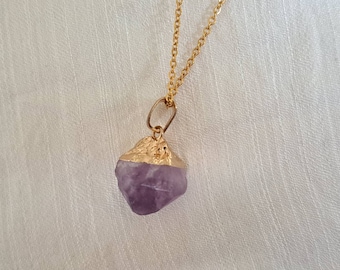 Amethyst Crystal February Aquarius Birthstone Gold Electroplated Amethyst Crystal Healing Stone Purple Crystal Gold Plate Stainless Steel