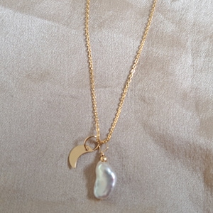 14K ゴールドフィルド ケシパールネックレス 耐水性と変色防止加工 ゴールド 天体月ネックレス