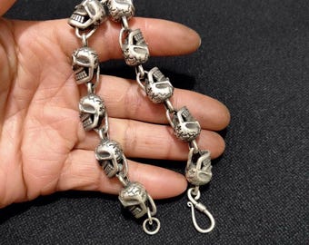 Exquisite Miao nationality silvering Plated Skull Bracelet