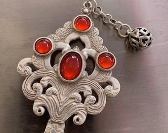 Exquisite Miao nationality silvering Hollow Plum Blossom Pattern Bell Hairpin