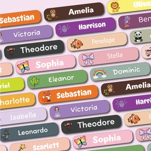3-in-1 Personalized School Name Stickers | 96 Waterproof Labels | Choose 3 Patterns in One Pack