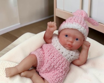 Mini bambola reborn in silicone da 11,4 cm, bambola in silicone a corpo intero, bambola neonata realistica, impermeabile e lavabile